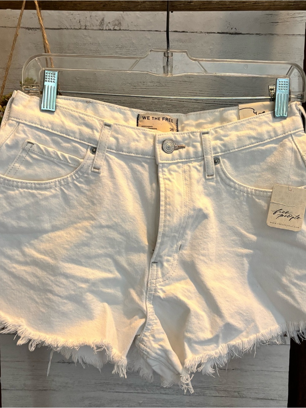 Free People white denim shorts